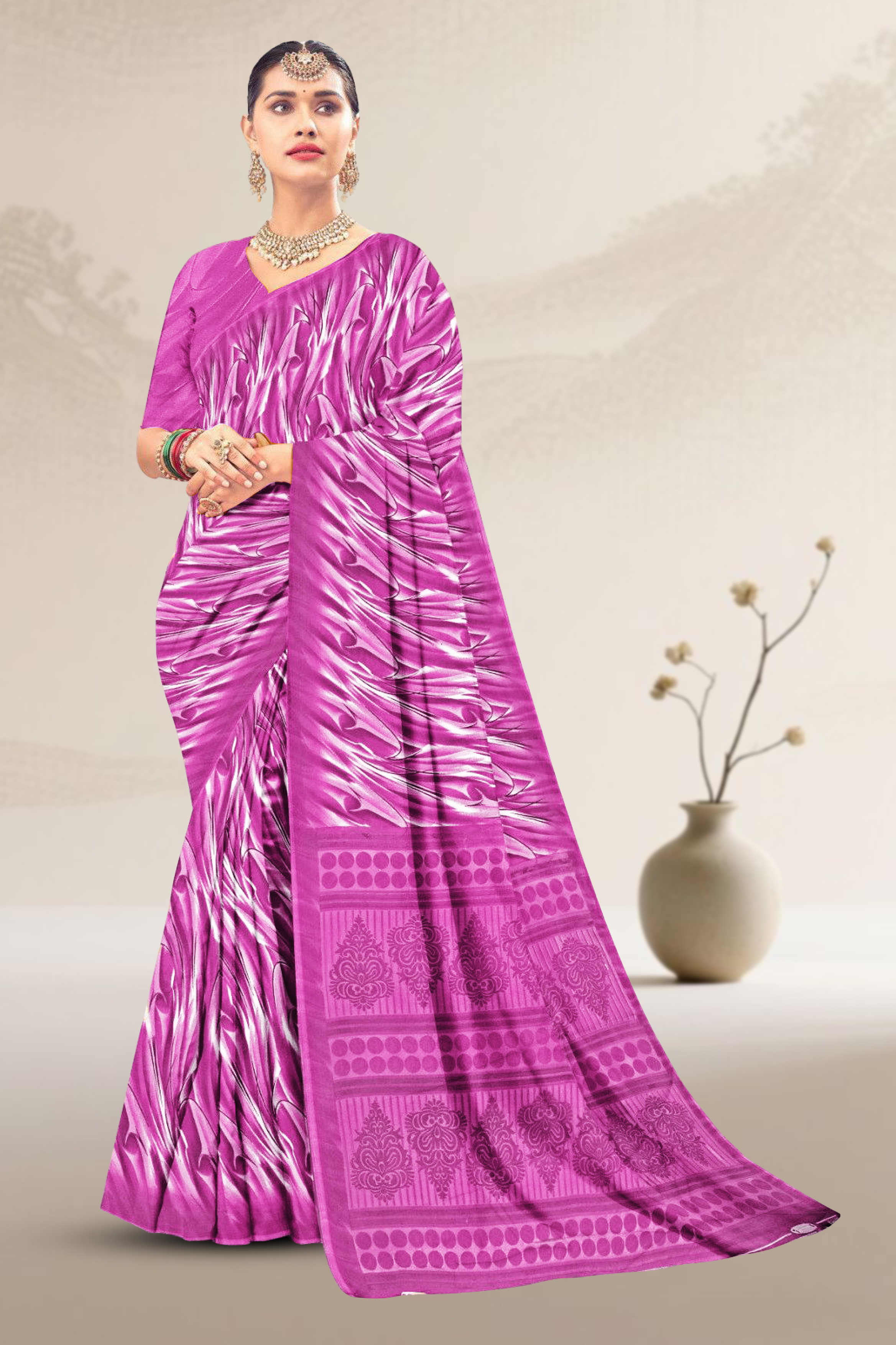 pink patola saree