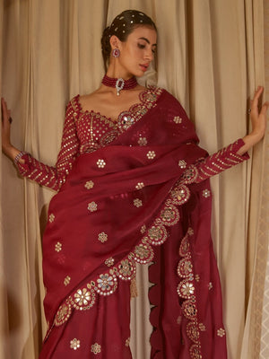 Soft Georgette Sarees Sequence Coding With Multi Thread Arco Border. All Over Sarees Sequence Butta Work And Original Mirror Attached In Border